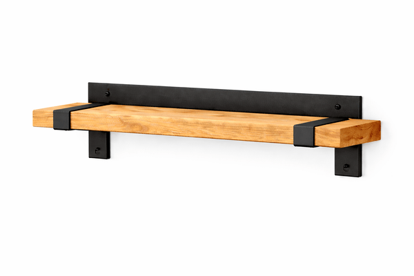 Półka ścienna Loftivo 60 cm dąb i czarny metal
