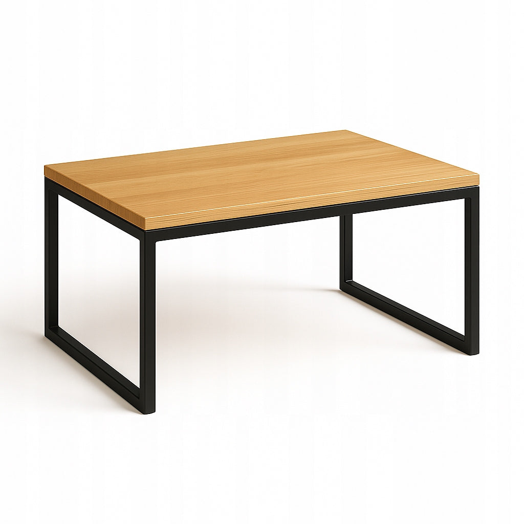 STOLIK KAWOWY ŁAWA LOFT 90x50 cm CZARNA RAMA DĄB CRAFT DO SALONU POKOJU