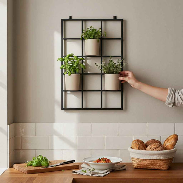 PANEL ŚCIENNY GRID ORGANIZER LOFT 60x100 SIATKA KWIETNIK WIESZAK CZARNY MAT - Loftivo