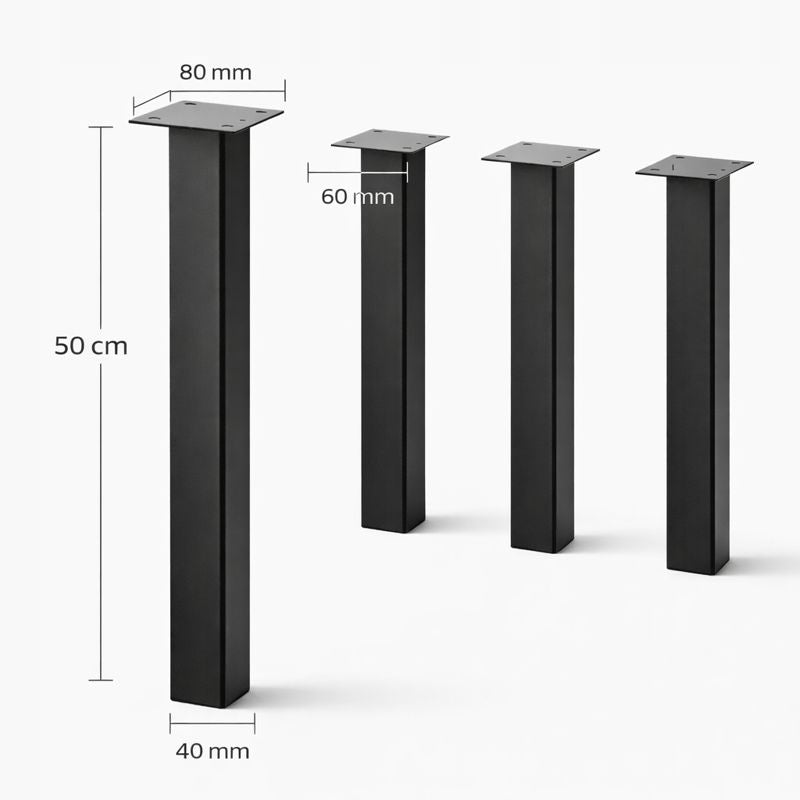 Nogi meblowe do konsoli stolika 50 cm metalowe czarne loft