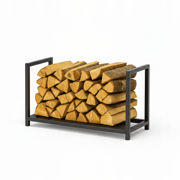 Szeroki metalowy kosz na drewno loft - Loftivo