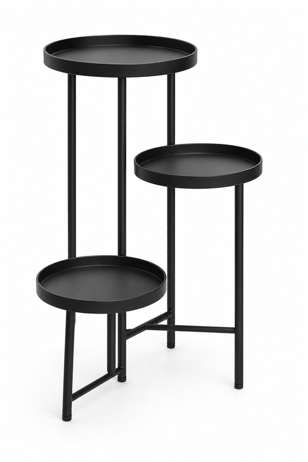 Kwietnik Metalowy 3 - Poziomowy 80cm Stojący Loft Industrial Czarny - Loftivo