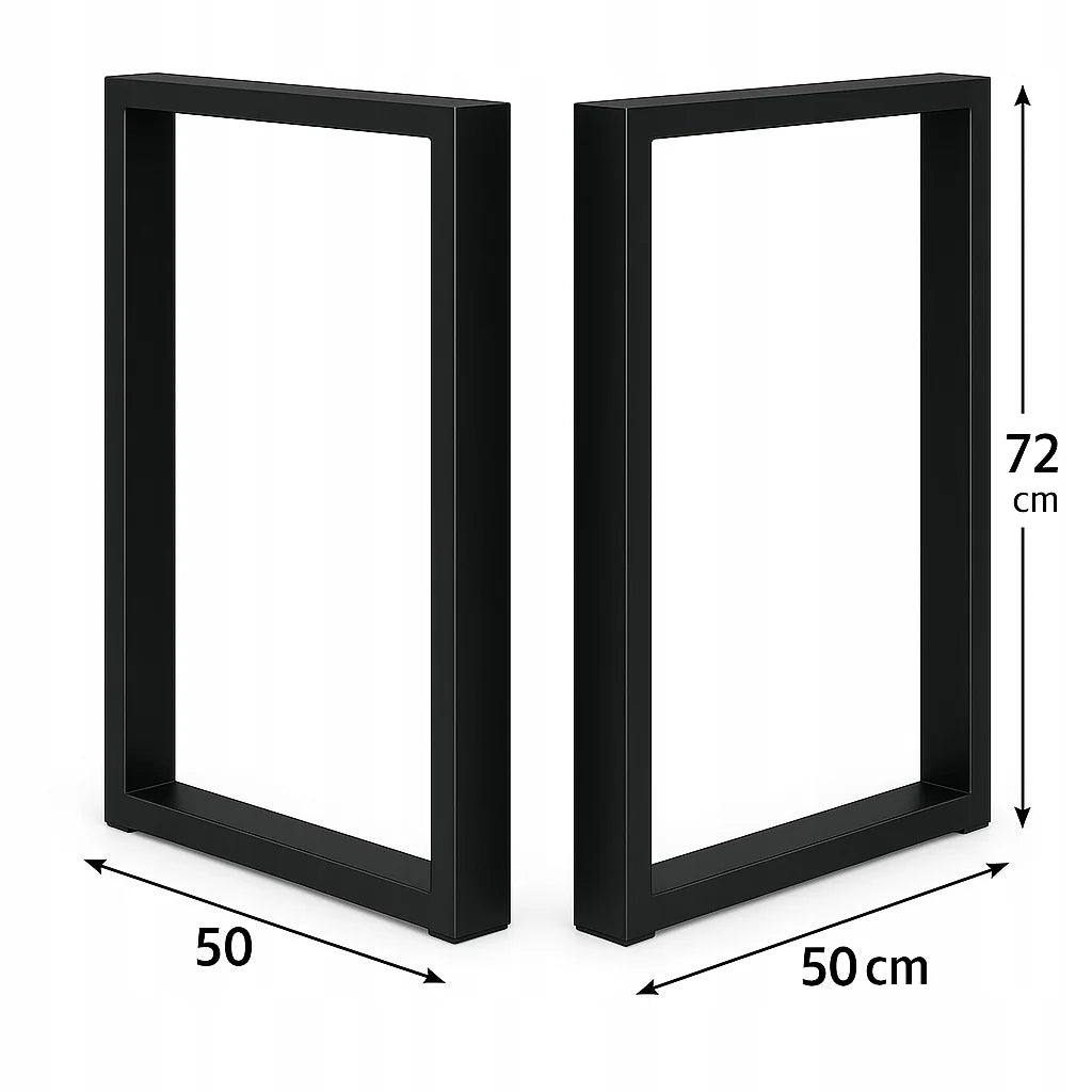 Nogi metalowe do stołu i biurka 50x72 cm – czarne loftowe