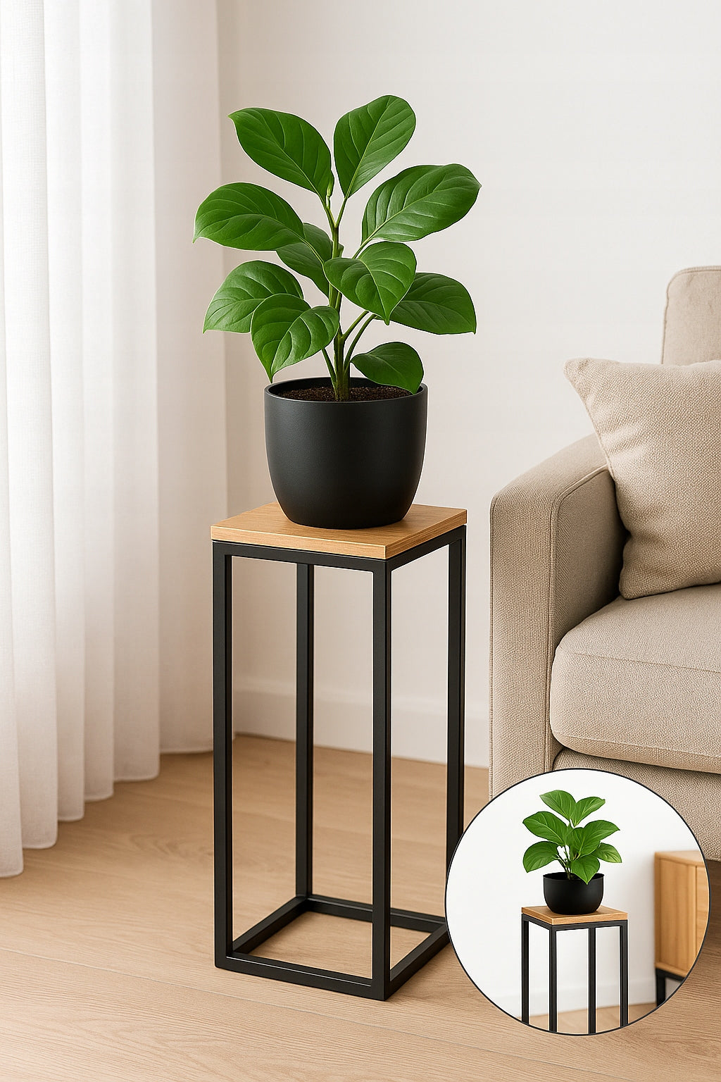 STOJAK NA KWIATY LOFT METALOWY CZARNY KWIETNIK PODŁOGOWY NA KWIATY 45 CM