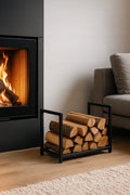 Szeroki metalowy kosz na drewno loft - Loftivo