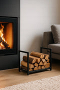 Szeroki metalowy kosz na drewno loft - Loftivo
