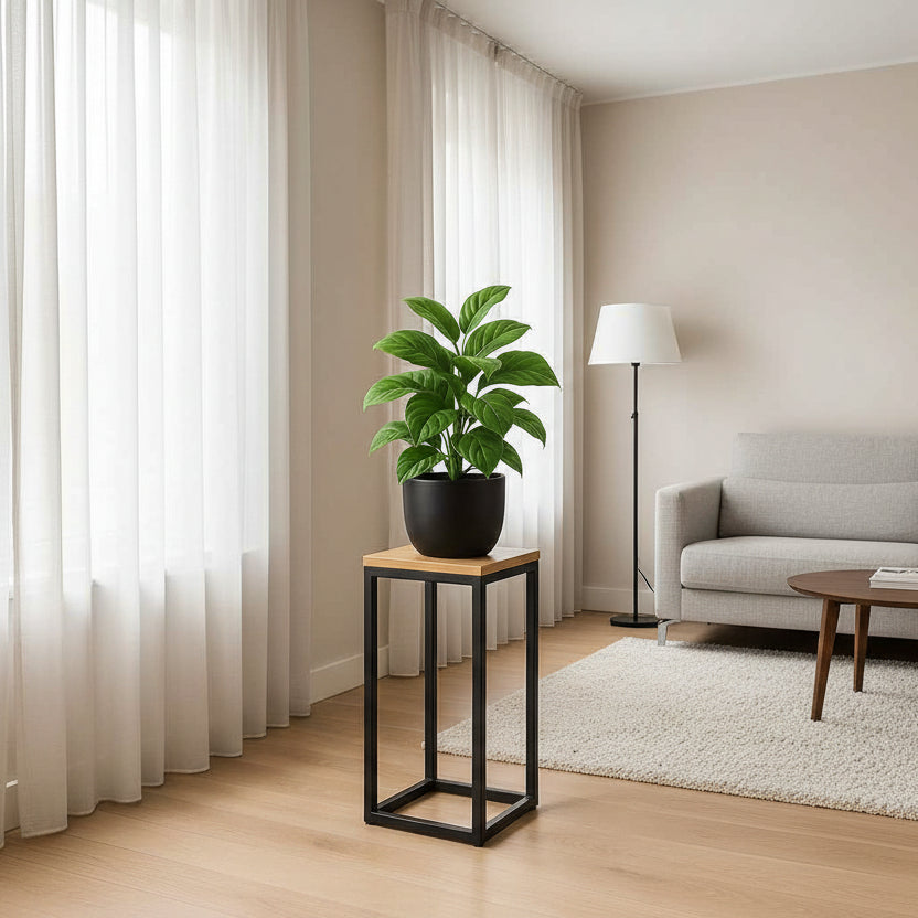 STOJAK NA KWIATY LOFT METALOWY CZARNY KWIETNIK PODŁOGOWY NA KWIATY 45 CM - Loftivo