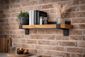 Półka ścienna loft 60 cm DĄB + stal wspornik industrialna - Loftivo