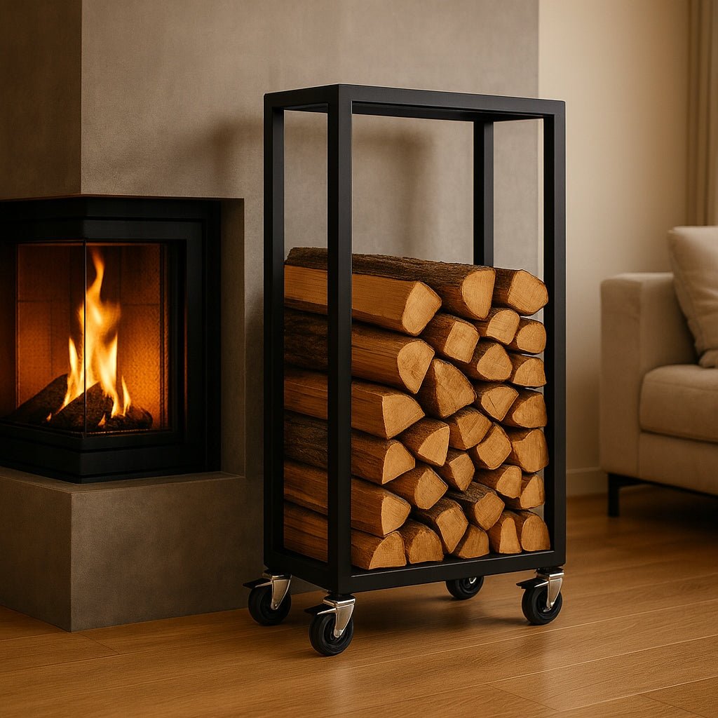 Mobilny stojak na drewno kominkowe loft 100x60x30 cm