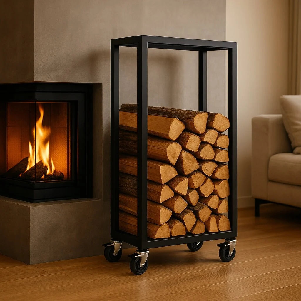 Mobilny stojak na drewno kominkowe loft 100x60x30 cm