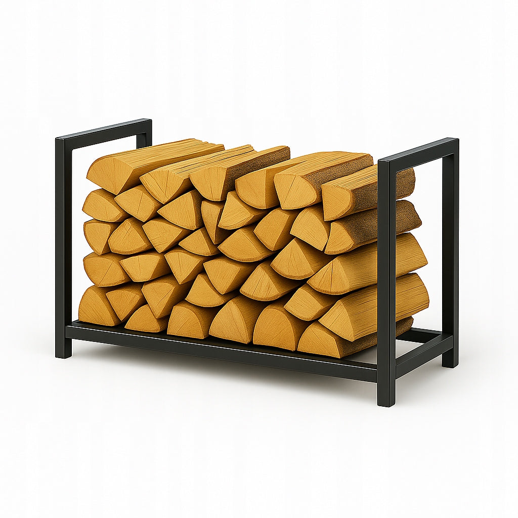 Niski wąski stojak na drewno kominkowe loft 40×60×35 cm