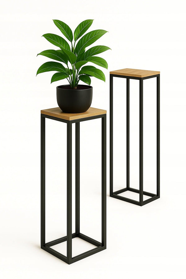 Wysoki kwietnik podłogowy Loftivo 85 cm z czarnego metalu