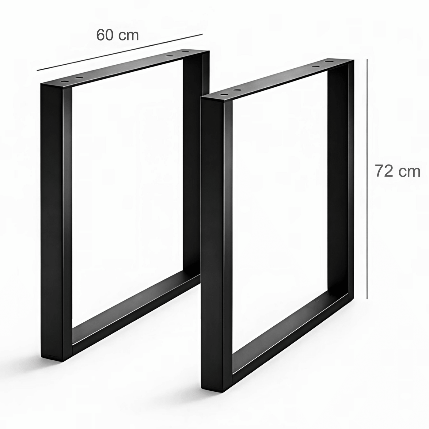 NOGI DO STOŁU BIURKA LOFT 60X72 CM METALOWE INDUSTRIALNE CZARNE 6X2 CM - Loftivo