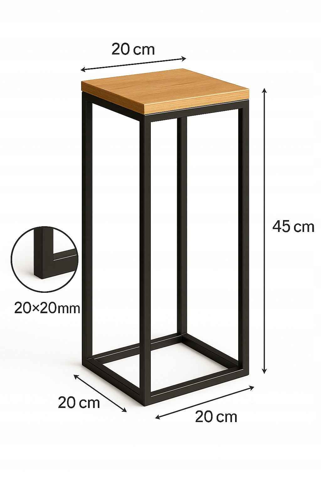 STOJAK NA KWIATY LOFT METALOWY CZARNY KWIETNIK PODŁOGOWY NA KWIATY 45 CM - Loftivo