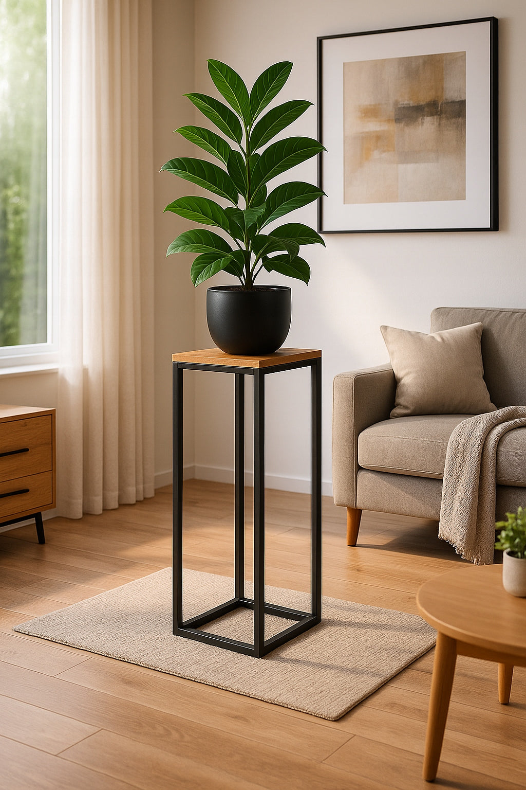 STOJAK NA KWIATY PODŁOGOWY 85 CM METALOWY CZARNY KWIETNIK NA ROŚLINY KWIATY