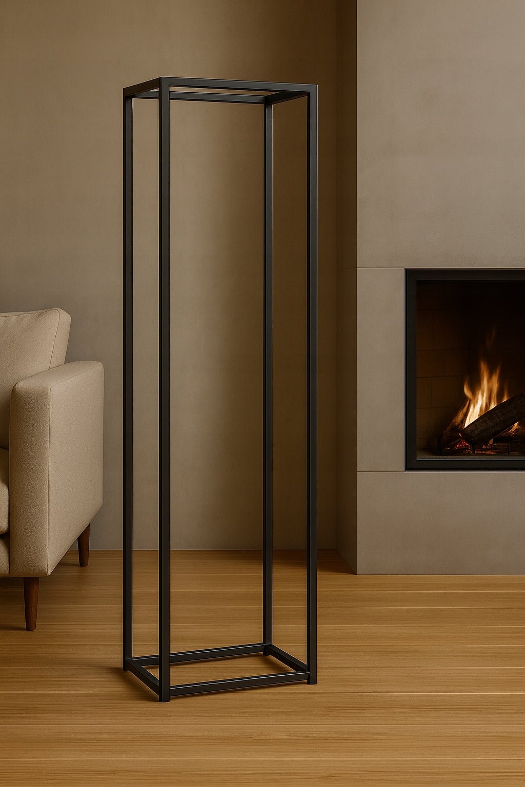 Minimalistyczny stojak na drewno kominkowe loft 100×40×35 cm - Loftivo