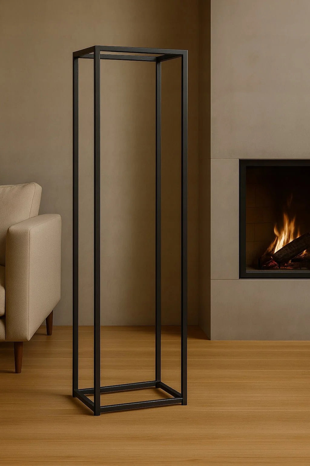 Minimalistyczny stojak na drewno kominkowe loft 100×40×35 cm - Loftivo