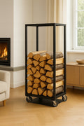 Mobilny stojak na drewno kominkowe loft 100×60×30 cm - Loftivo