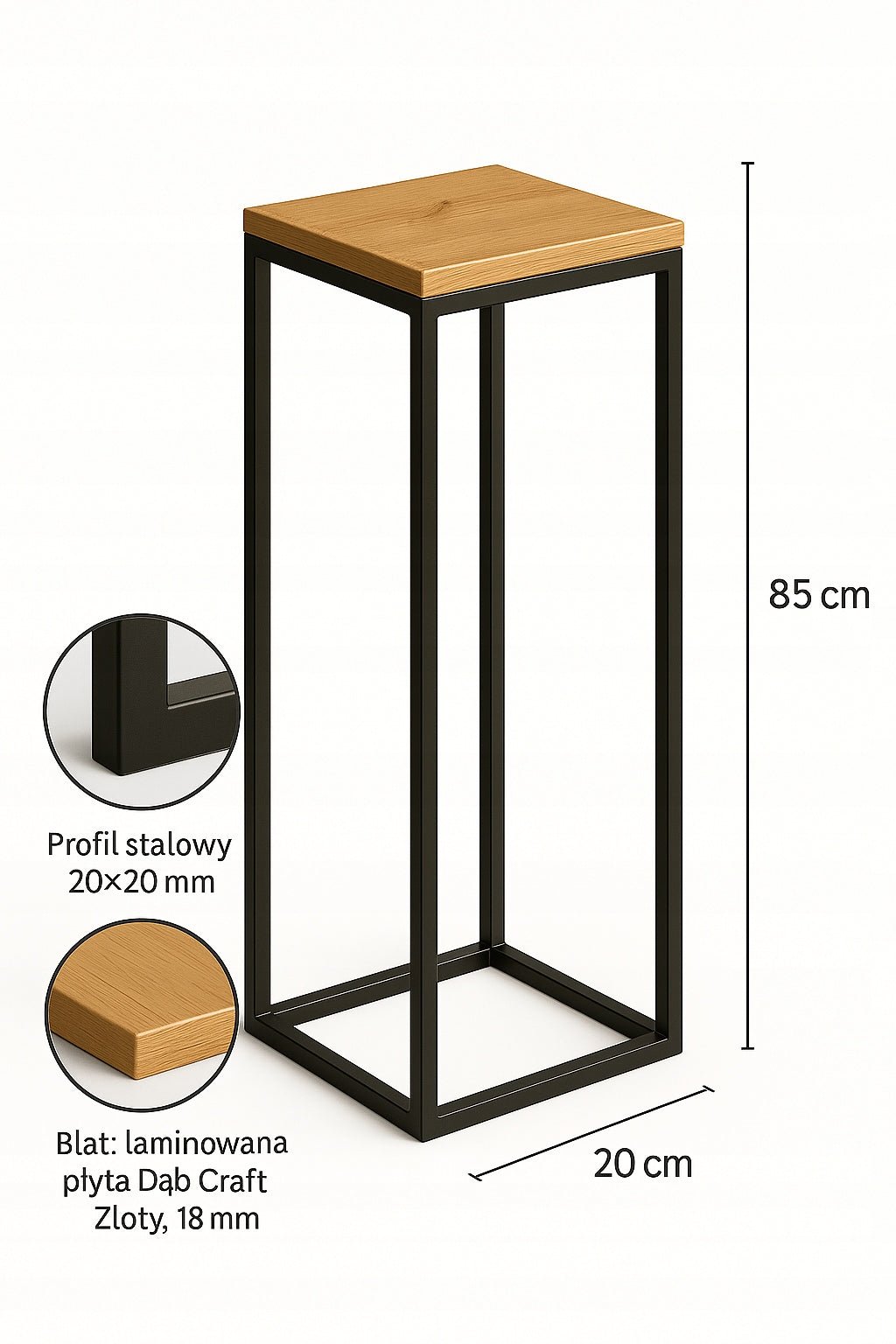 STOJAK NA KWIATY PODŁOGOWY 85 CM METALOWY CZARNY KWIETNIK NA ROŚLINY KWIATY - Loftivo