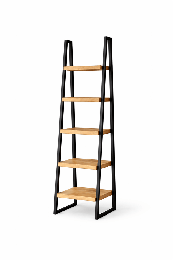 Regał drabinkowy loft 5 półek DĄB 180cm metal industrial - Loftivo nowość regał do sypialni salon regał drabinkowy 5 półek