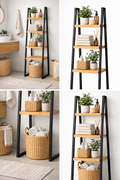 Regał drabinkowy wąski loft 150 cm 4 półki metal łazienka - Loftivo