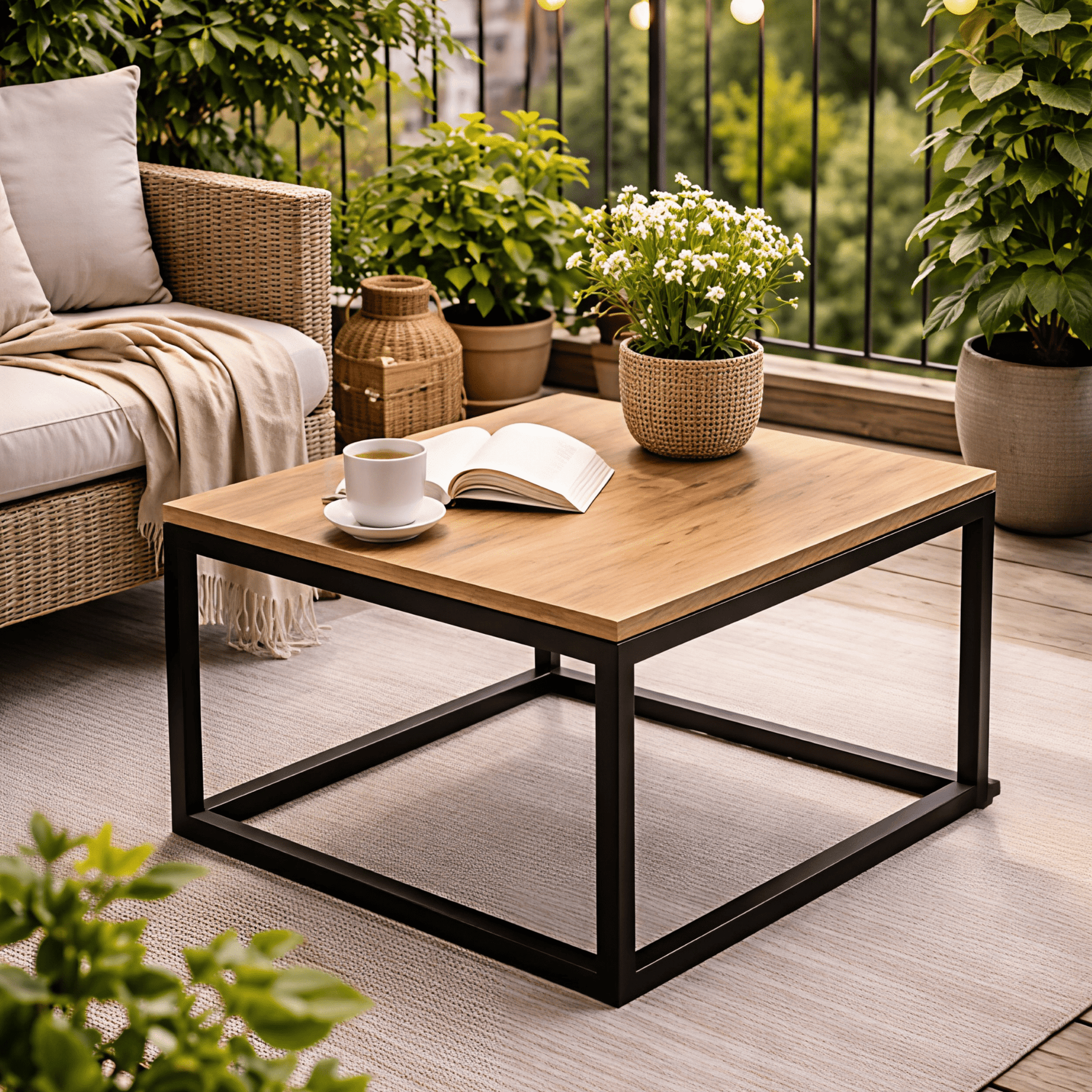 Stolik kawowy loft box 40 50 60 cm dąb i czarny metal