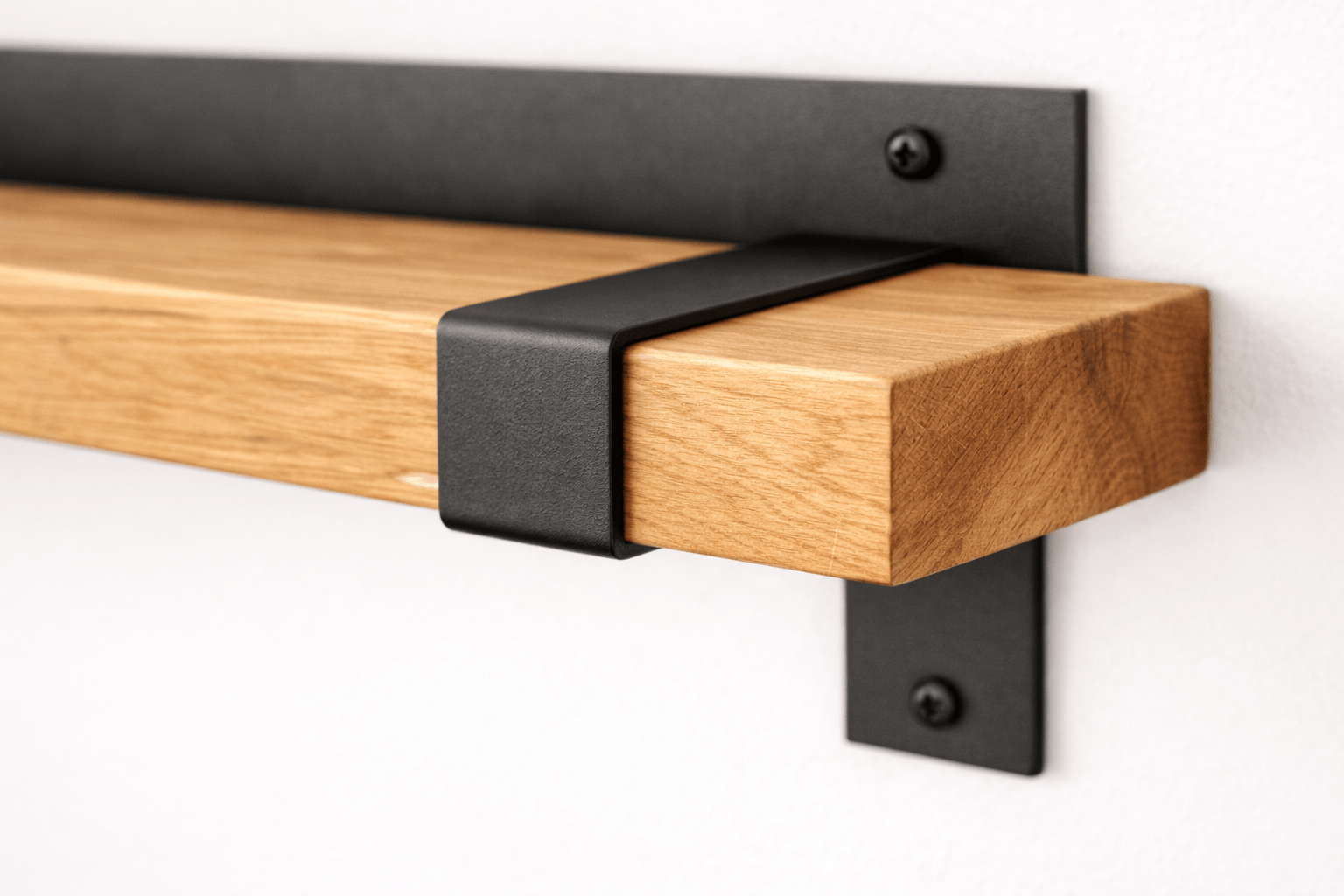 Zestaw 3 półek ściennych loft dąb i metal 30 50 70 cm