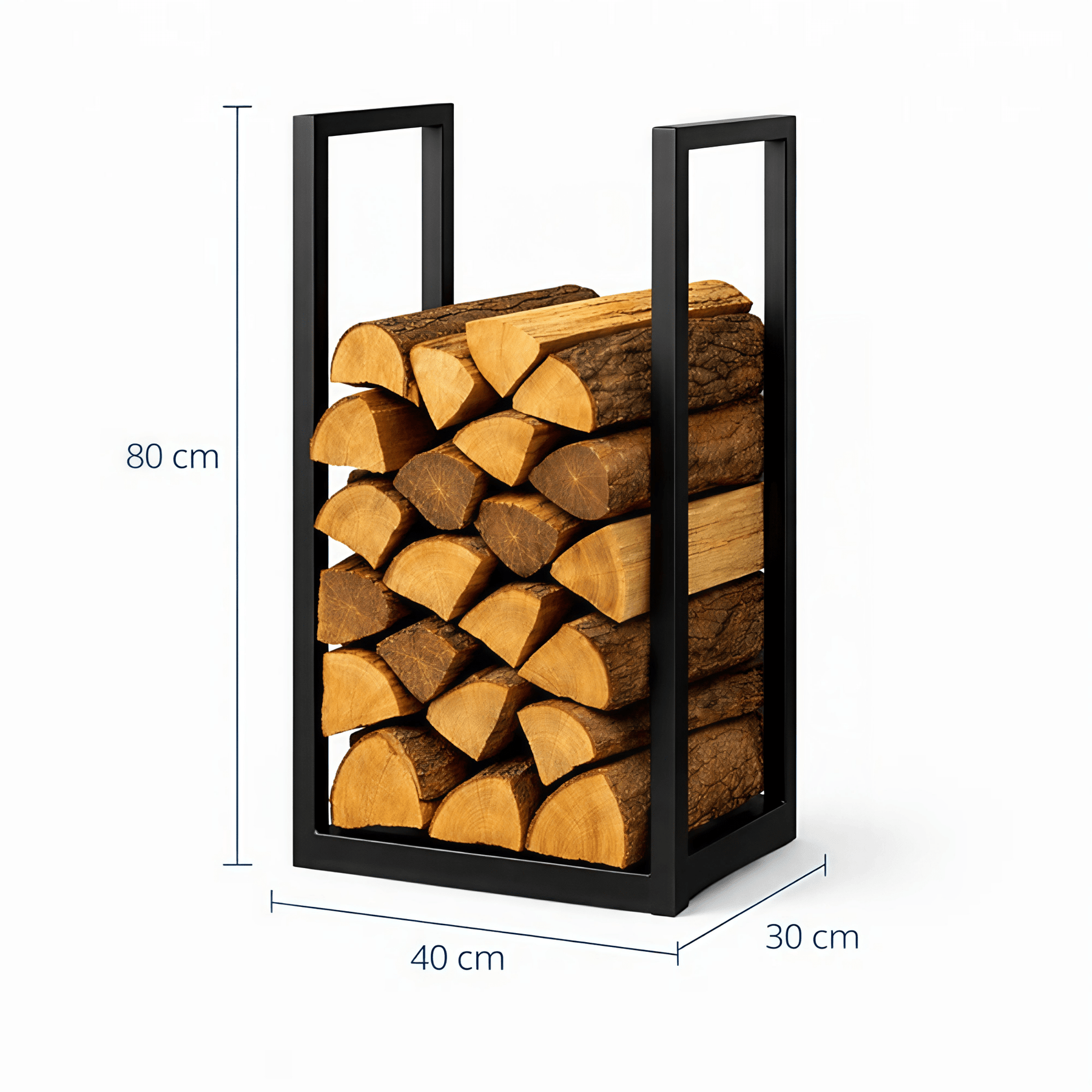 Stojak na drewno kominkowe loft 80x40x30 cm czarny metal