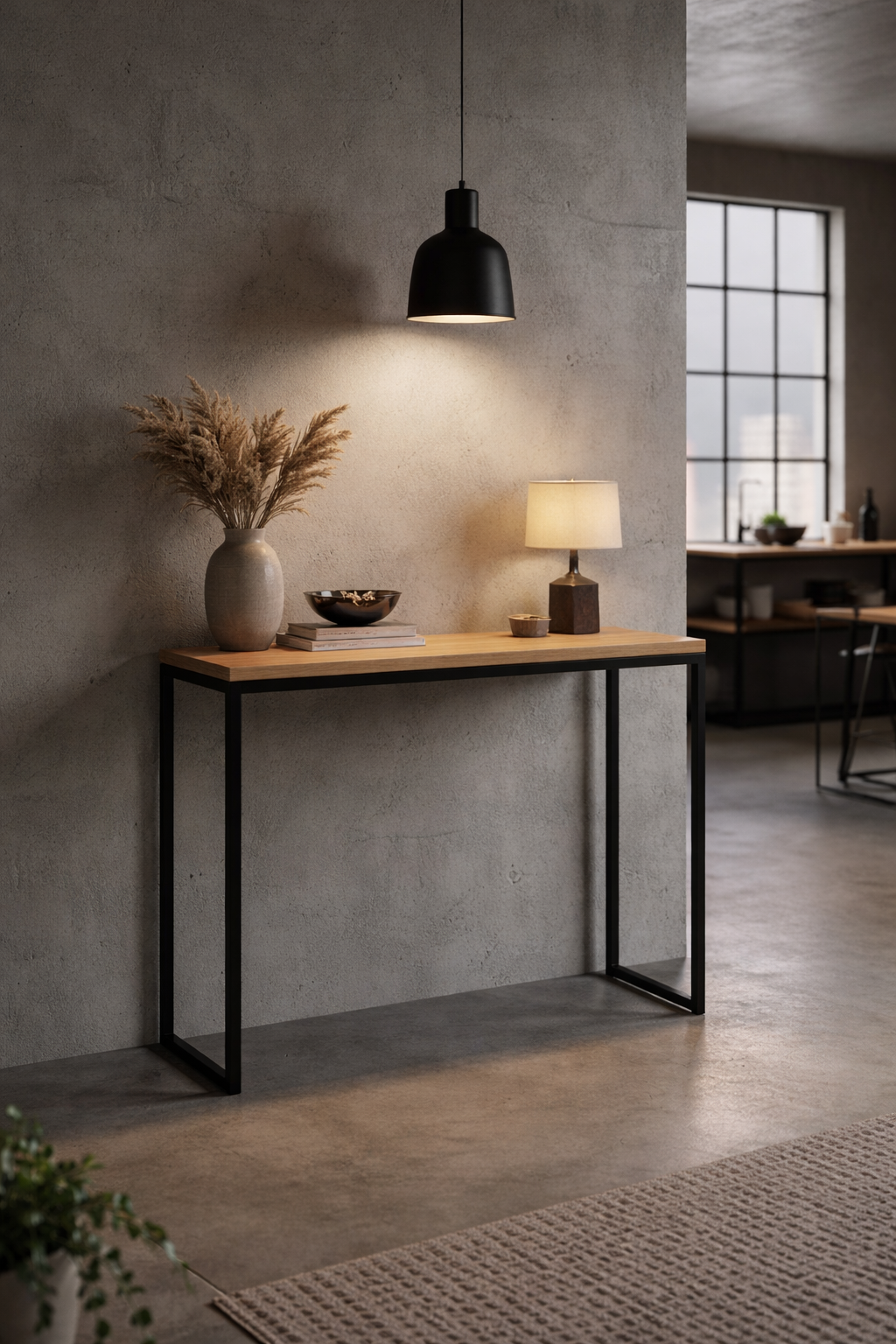 Wąska konsola loft do przedpokoju, sypialni i salonu