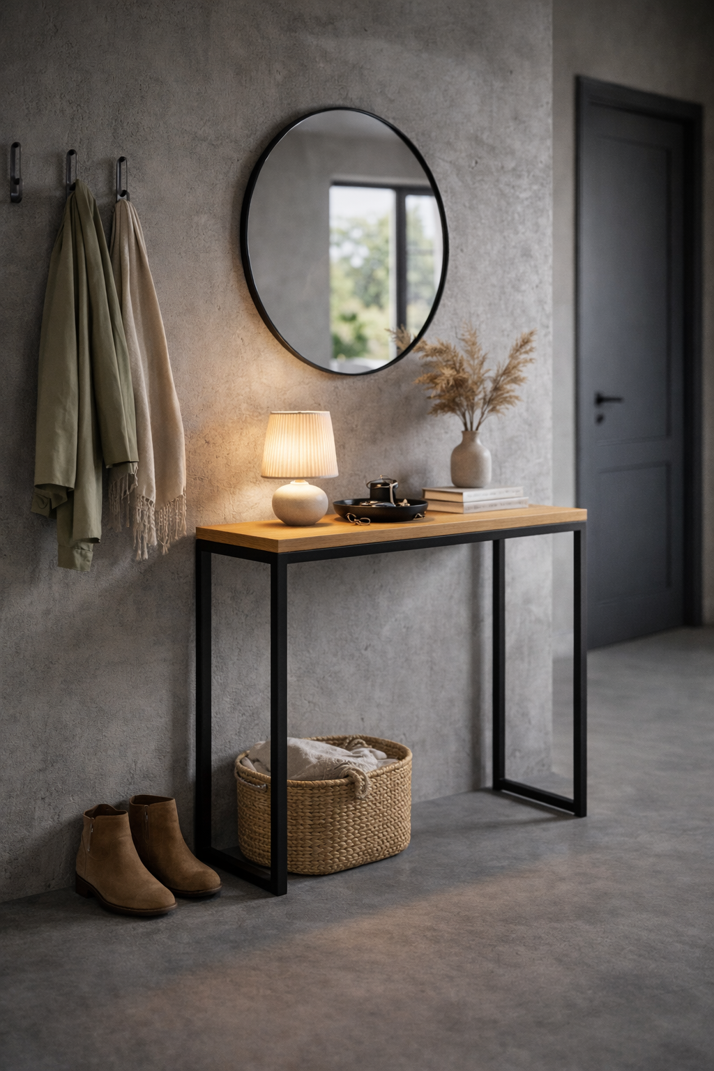 Wąska konsola loft do przedpokoju, sypialni i salonu