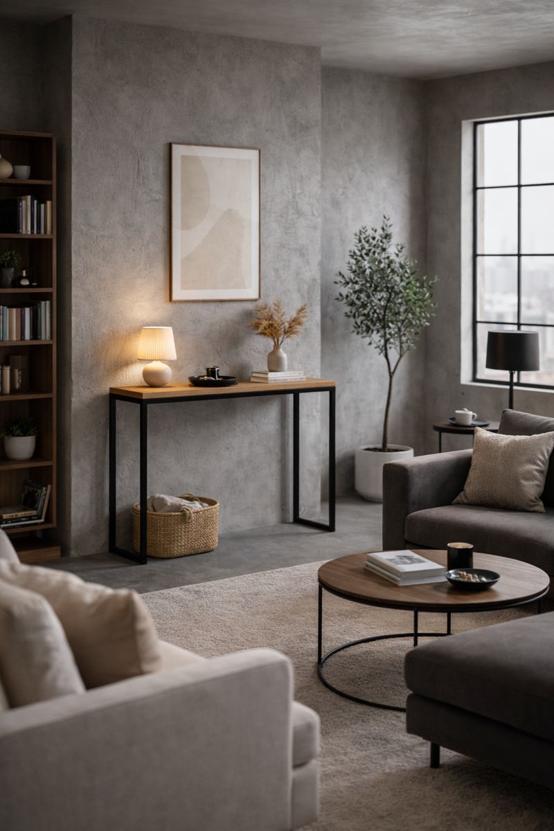 Wąska konsola loft do przedpokoju, sypialni i salonu