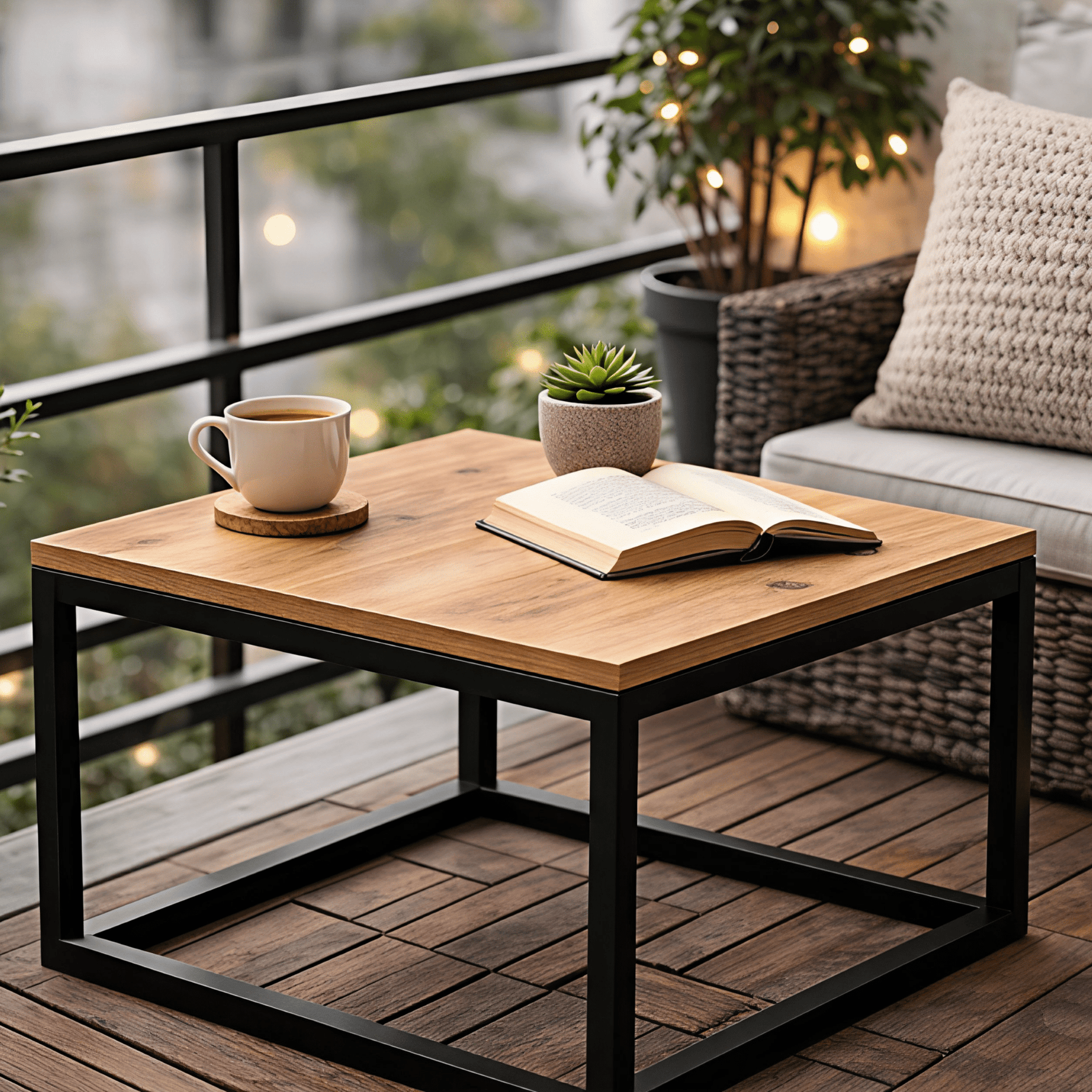 Stolik kawowy loft box 40 50 60 cm dąb i czarny metal