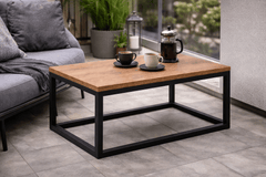 Stolik kawowy do salonu loft – czarna rama i blat dąb | Loftivo - Loftivo