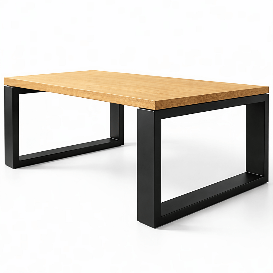 Stolik kawowy loft do salonu dąb i czarny metal