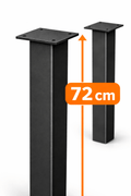 NOGI DO STOŁU 72 CM METALOWE CZARNE LOFT BIURKO SOLIDNE 6X6 CM ZESTAW 4 SZT - Loftivo