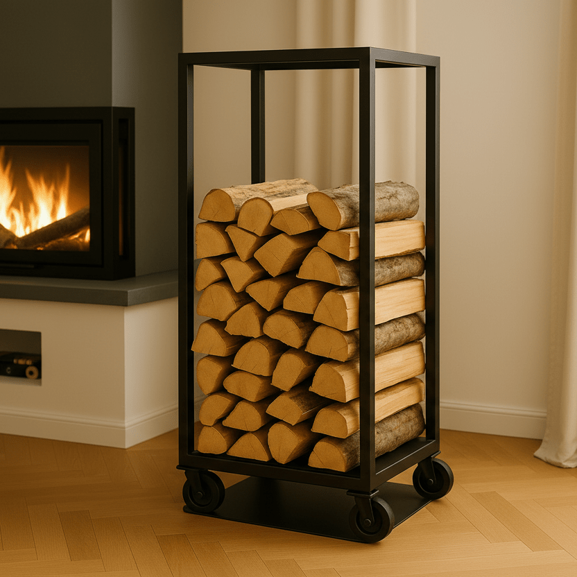 Mobilny stojak na drewno kominkowe loft 100x60x30 cm