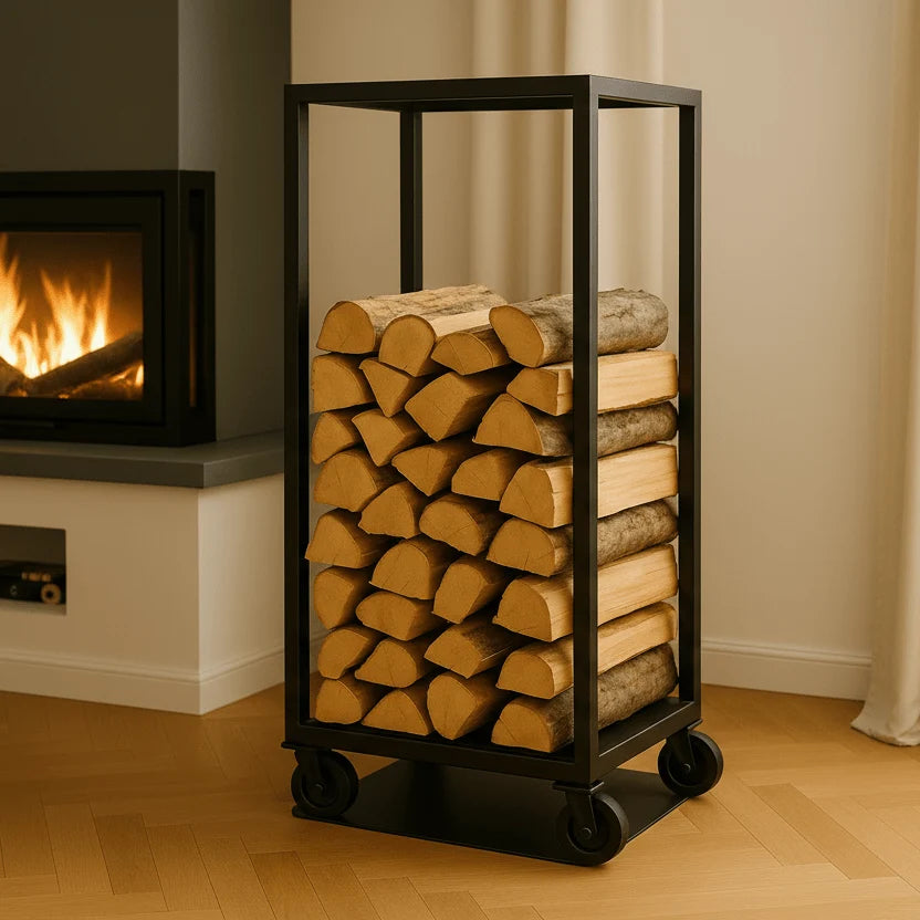 Mobilny stojak na drewno kominkowe loft 100x60x30 cm