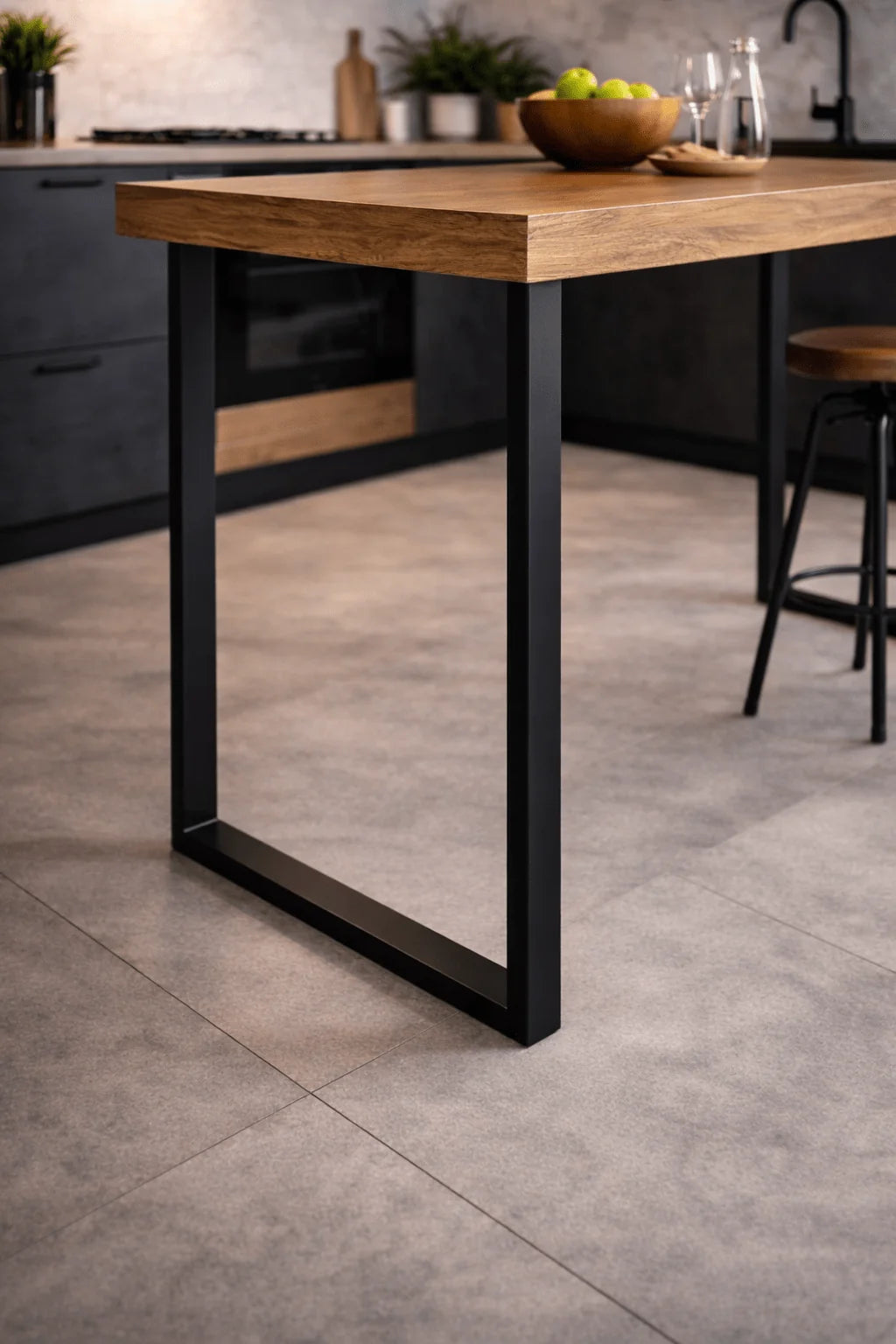 Nogi do stołu wyspy szerokie metalowe 70x72 cm U czarne - Loftivo