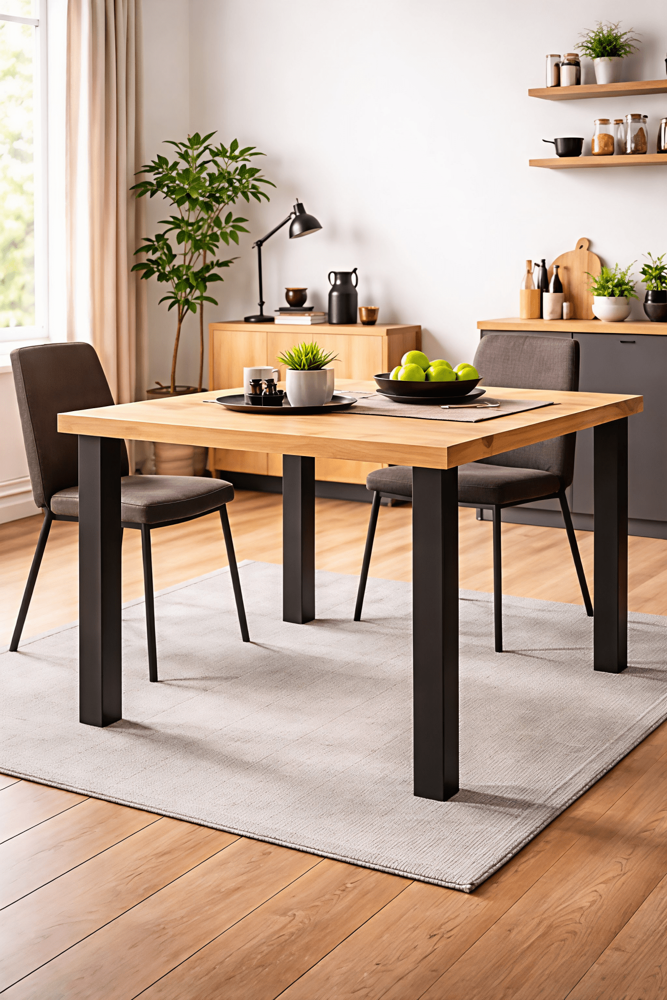 NOGI DO STOŁU 72 CM METALOWE CZARNE LOFT BIURKO SOLIDNE 6X6 CM ZESTAW 4 SZT - Loftivo