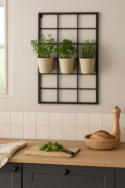 PANEL ŚCIENNY GRID ORGANIZER LOFT 60x100 SIATKA KWIETNIK WIESZAK CZARNY MAT