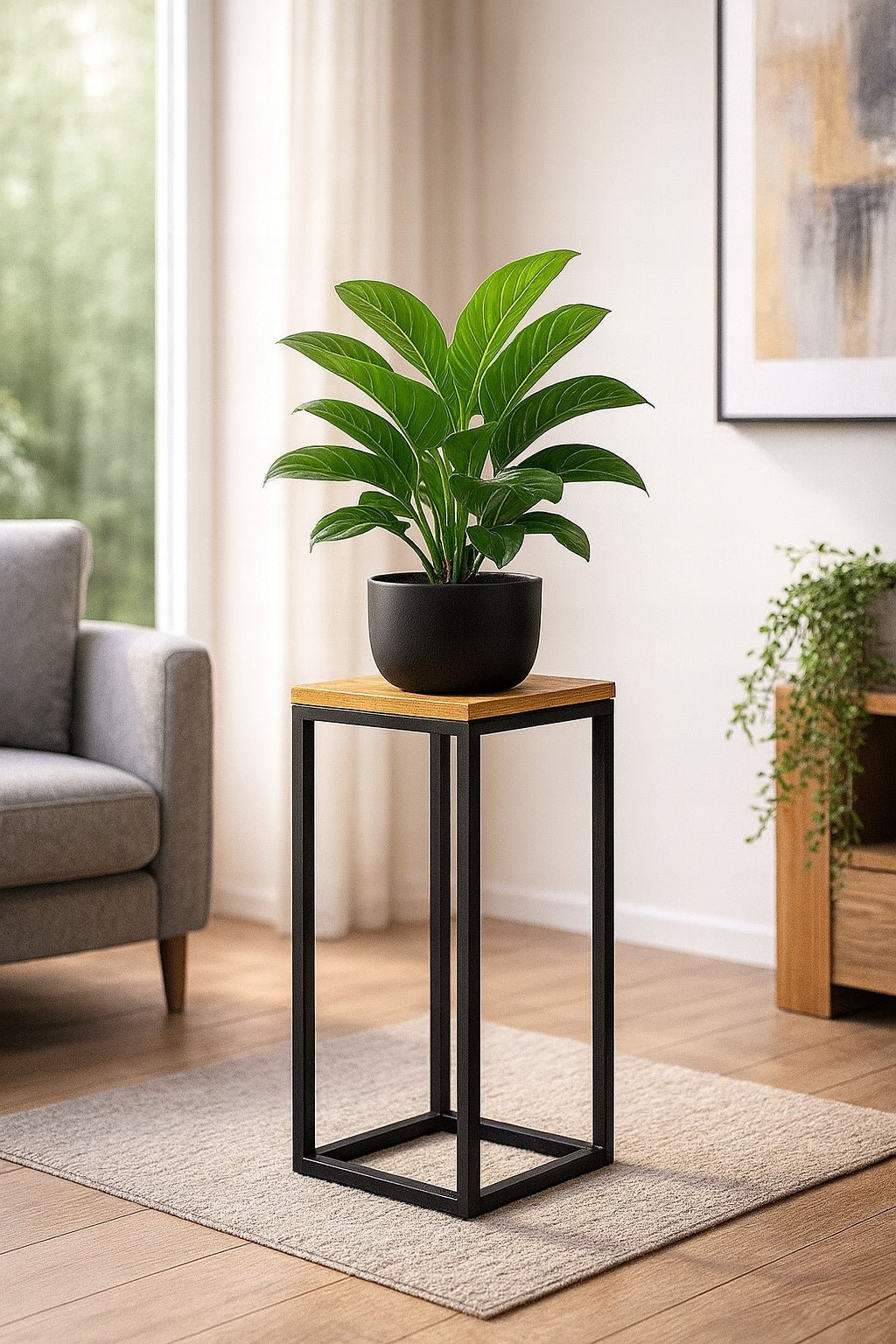 Kwietnik podłogowy loft 65 cm czarny metal