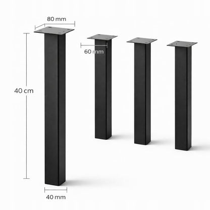 Nogi meblowe do stolika ławy ławki loft 40 cm czarne metalowe nóżki