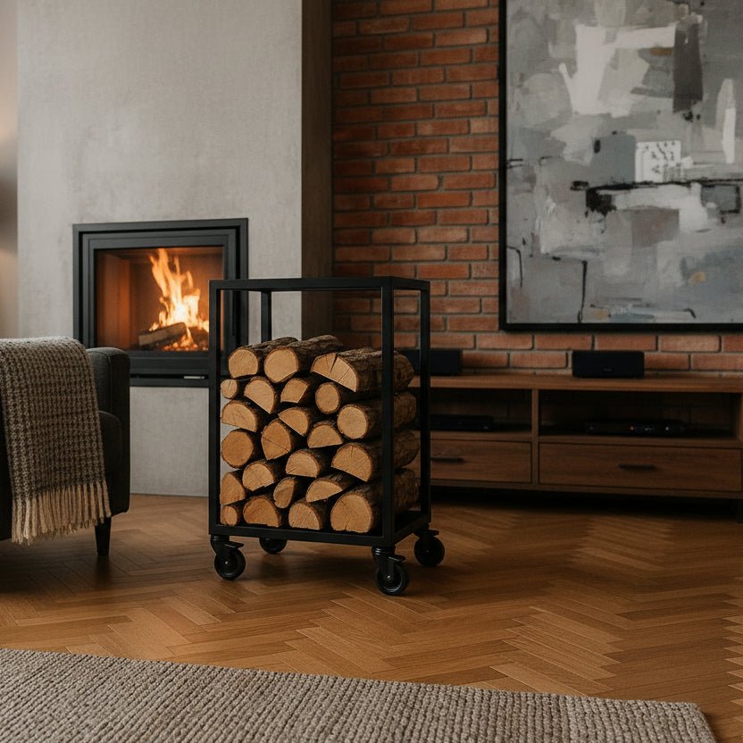 Mobilny stojak na drewno kominkowe loft 100x60x30 cm