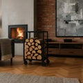 Kosz na drewno 100x60x30 cm mobilny metalowy stojak na drewno opałowe - Loftivo