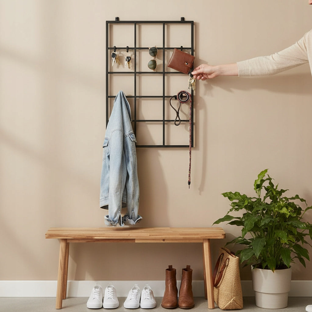 PANEL ŚCIENNY GRID ORGANIZER LOFT 60x100 SIATKA KWIETNIK WIESZAK CZARNY MAT