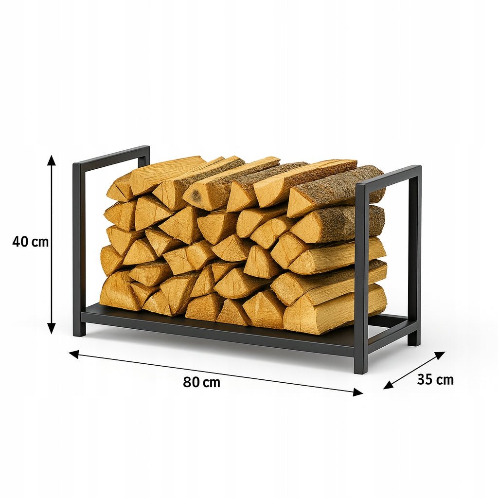 Niski stojak na drewno do kominka loft 40×80×35 cm - Loftivo