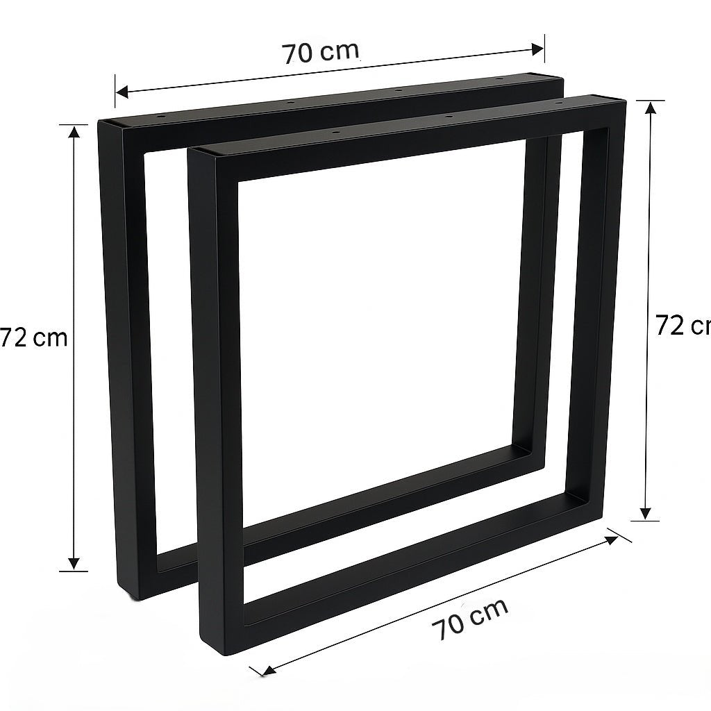 Nogi metalowe do stołu 70x72 cm – czarne loftowe