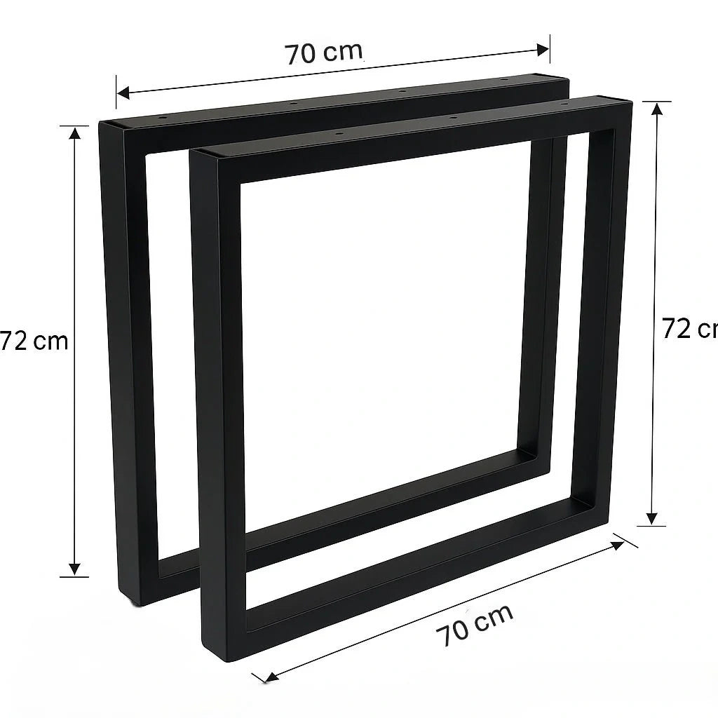 Nogi metalowe do stołu 70x72 cm – czarne loftowe