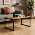 STOLIK KAWOWY ŁAWA LOFT 90x50 cm CZARNA RAMA DĄB CRAFT DO SALONU POKOJU - Loftivo