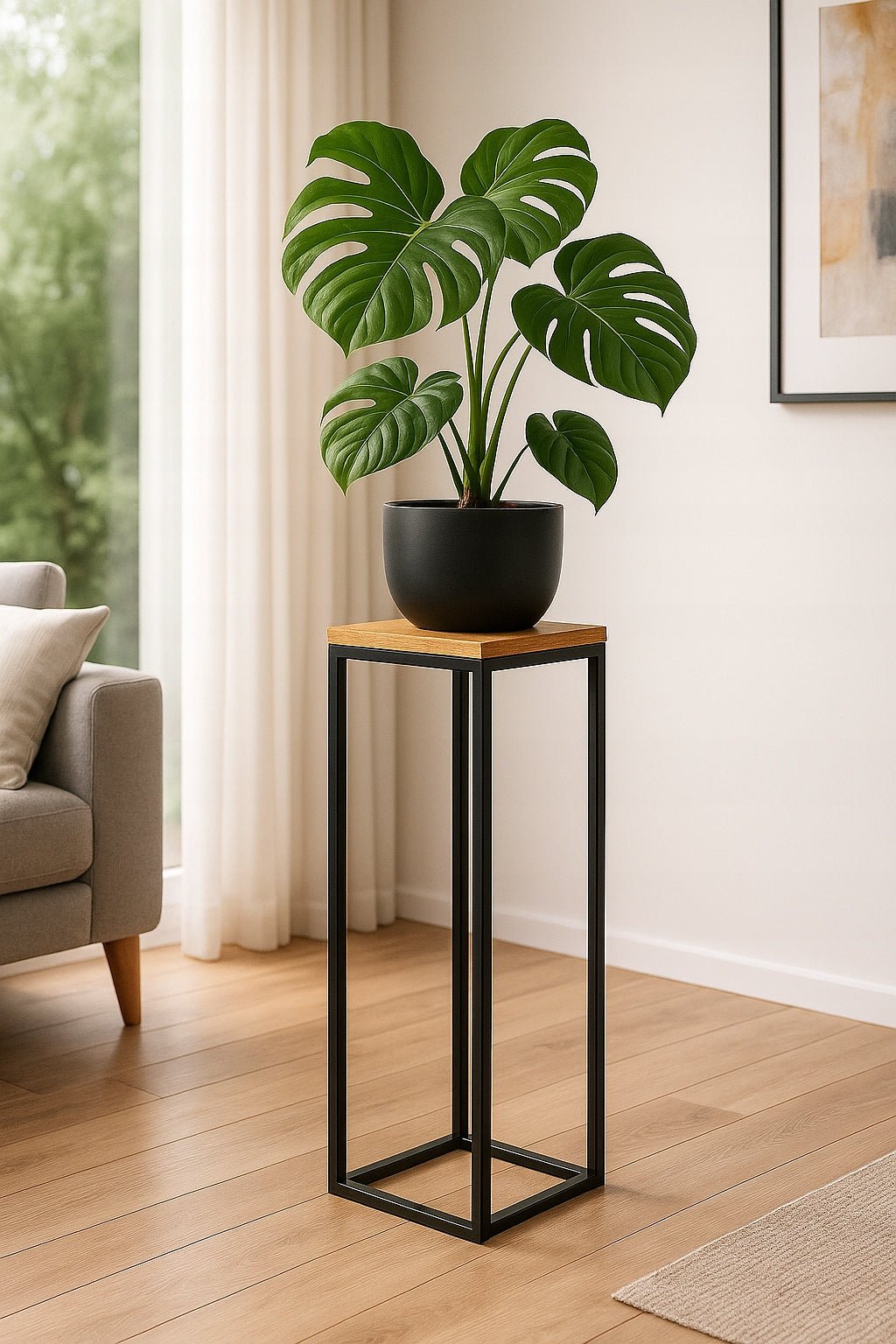 Kwietnik podłogowy loft 85 cm czarny metal